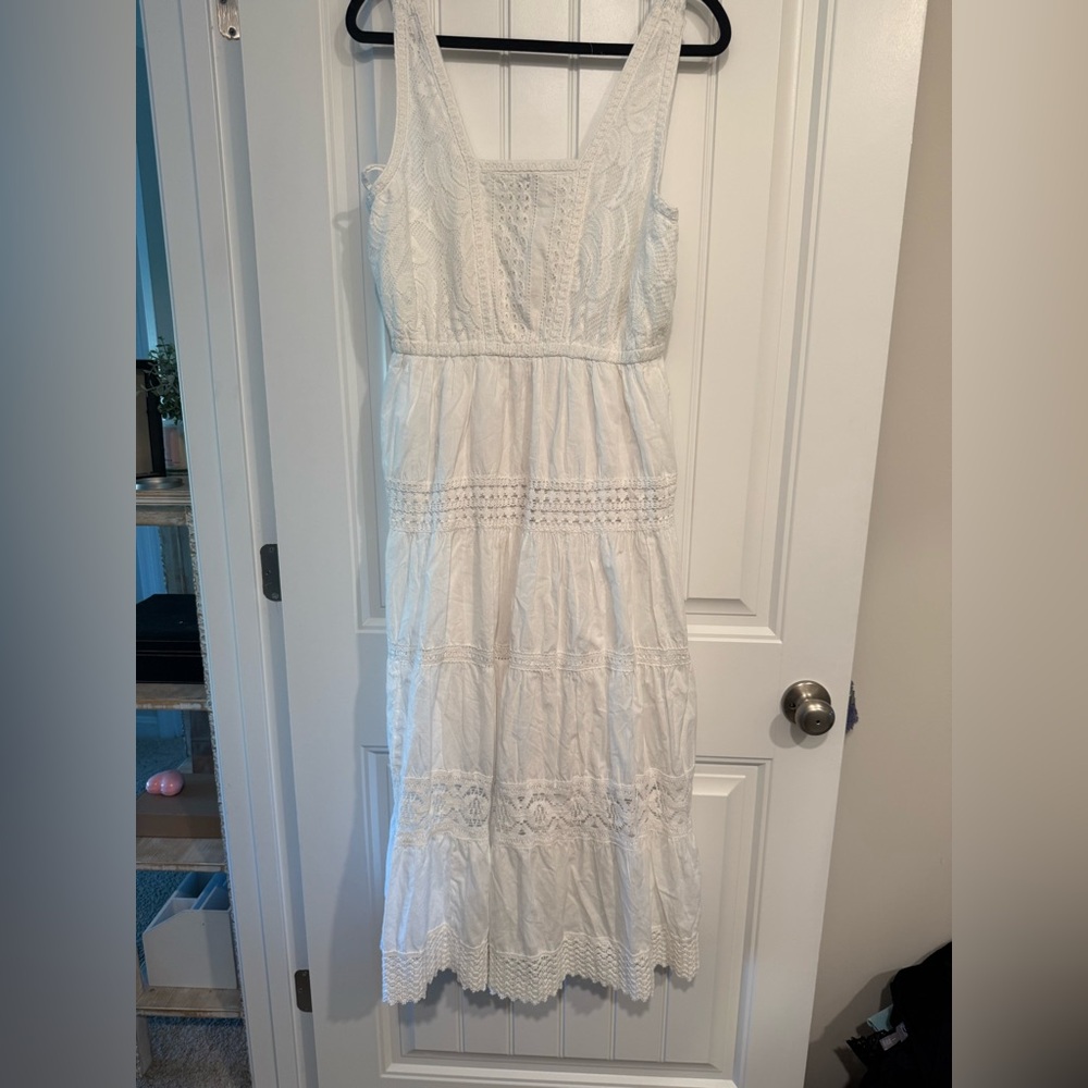 White Cotton Lace Maxi Dress Wedding Honeymoon Shower Reception Garden J. Lee